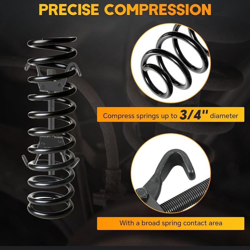 weyleity Coil Spring Compressor Tool Kit | Vehicle Strut & Coil Spring Installer/Remover, Fit Most Struts & Coil Springs, for Auto Repair & Maintenance with Tempered Chrome Steel Jaws - Image 4